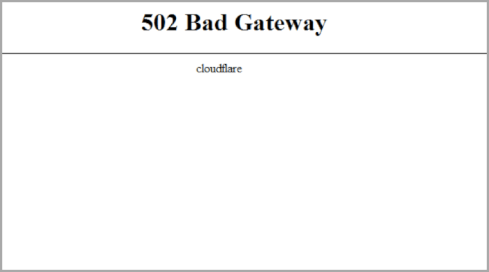 Cloudflare Error 502 Bad Gateway