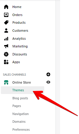 themes in Shopify Admin
